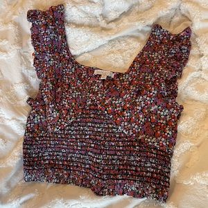 Floral Ruched Crop Top